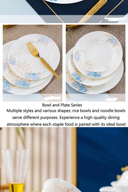 Bone china food utensils marble dinner set luxury dinnerware kitchen bowl plates dinner sets table set ceramic vintage