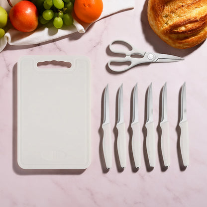 15 Pieces Kitchen Knife Set Stainless Steel Knife Slip Handle with Scissors Sharpener Cutting All-Round