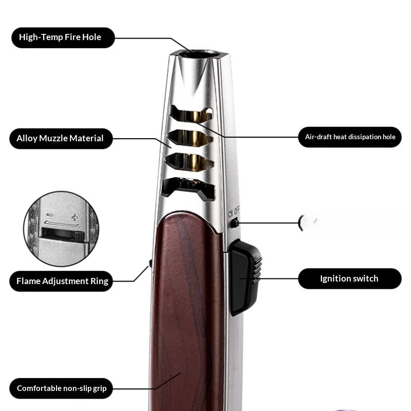 1300° High Power Welding Gun Windproof Turbine Butane Gas Lighter Safety Lock Switch Outdoor BBQ Kitchen Cigar Lighters Smoking
