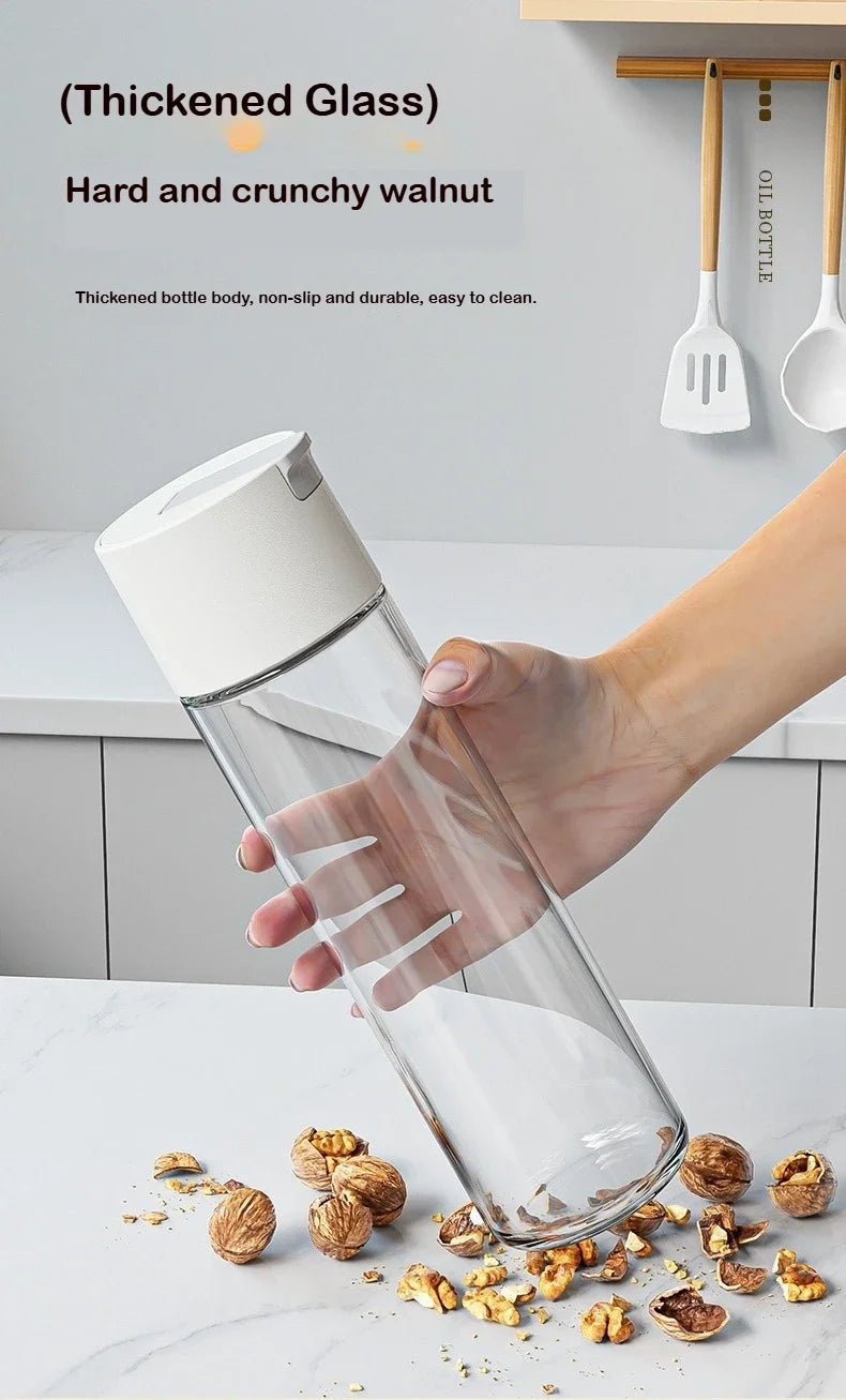 Transparent Glass Olive Oil Bottle Leak Proof Kitchen Seasoning Soy Sauce Vinegar Multifunctional Durable Storage Bottle 500ml