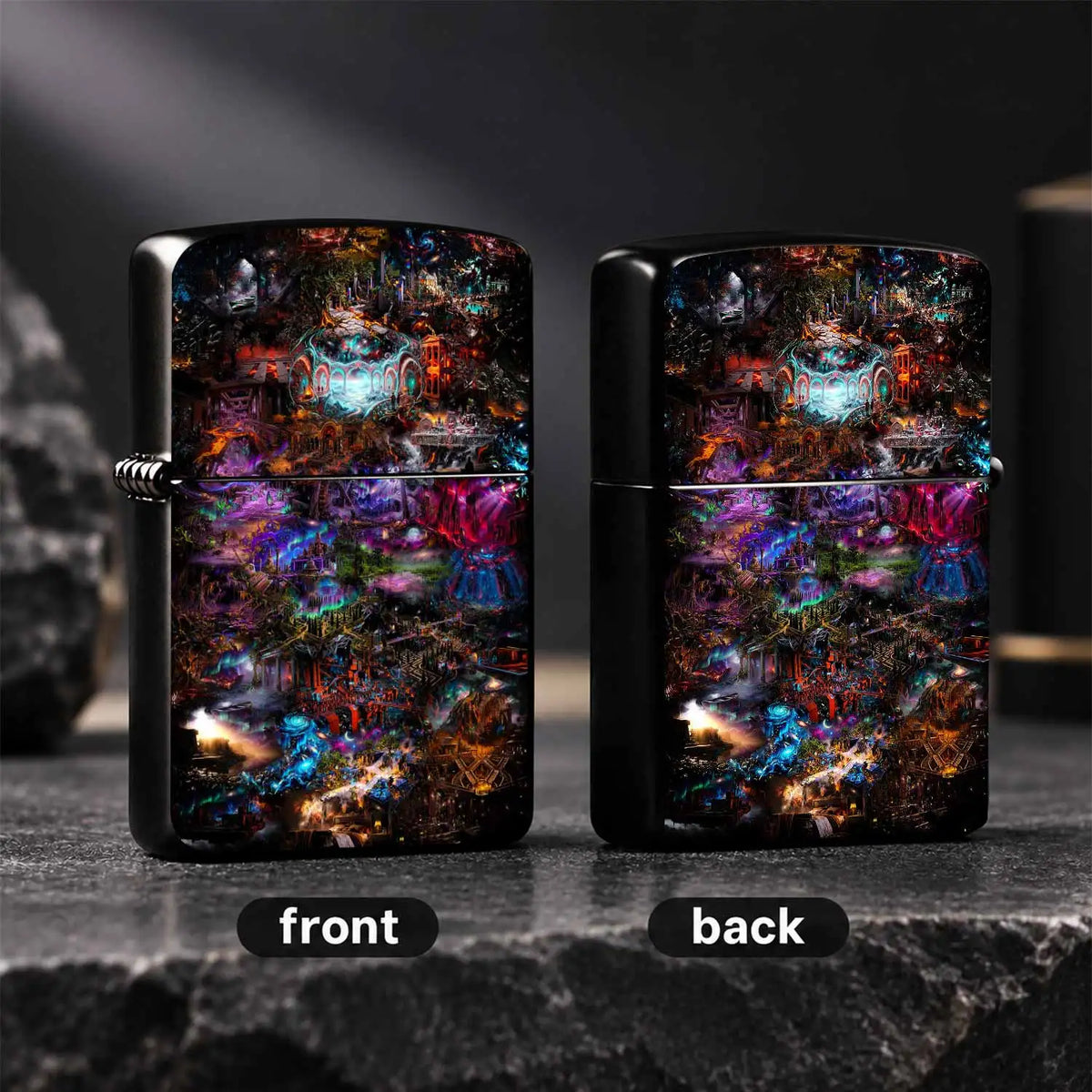Psychedelic Surreal Fantasy Art Print Lighter Sticker Vibrant Cyber Anciet Style Unique Aesthetic Portable Item For Daily Gathering Outdoor Use Ideal Creative Gift For Personal All Scenario Available A Humorous And Interestin
