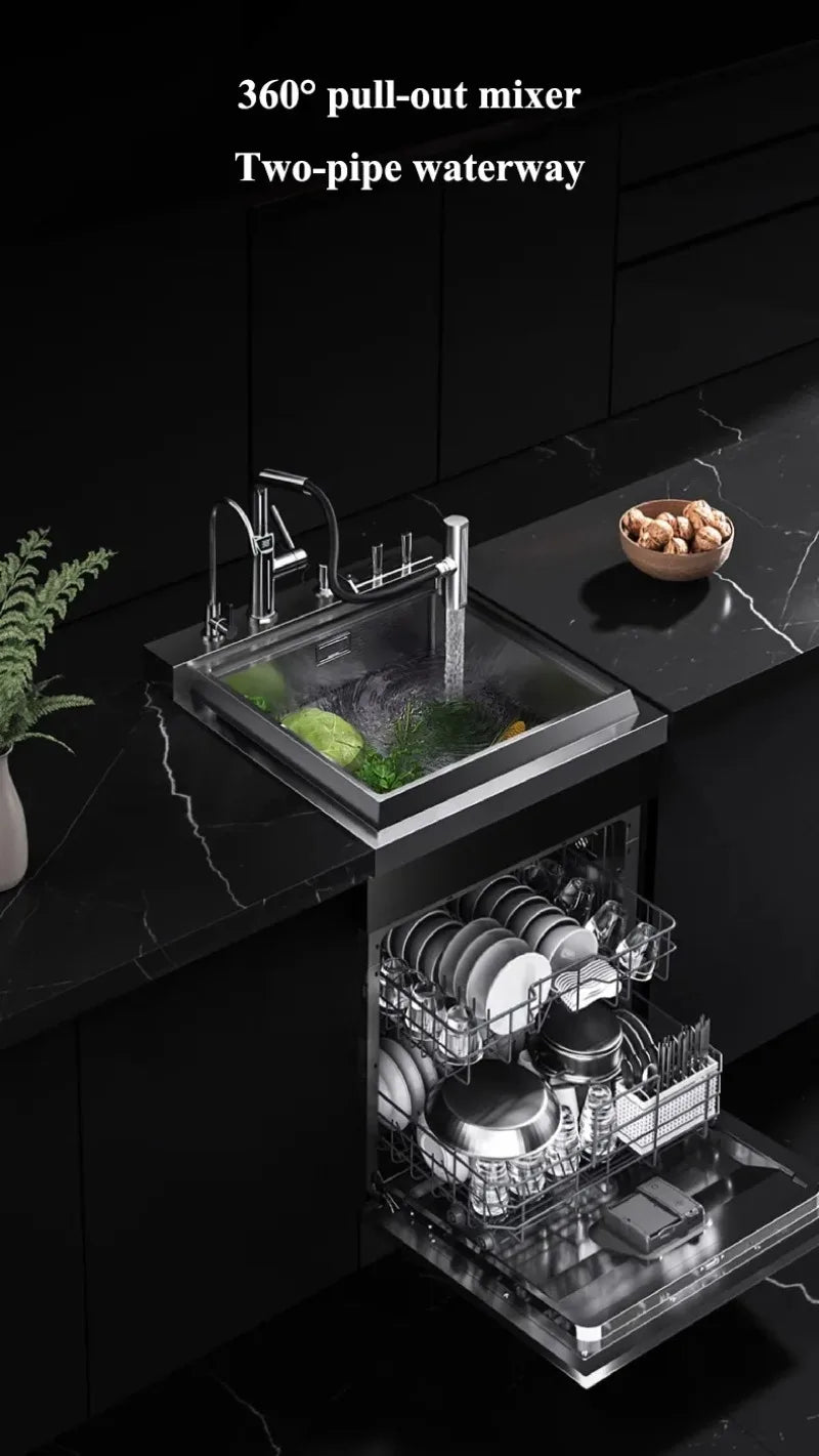 Dishwasher,Integrated Sink All-in-one,Kitchen Sink,Automatic Cleaning,Smart Home Appliance,Space-saving Efficient Dishwasher