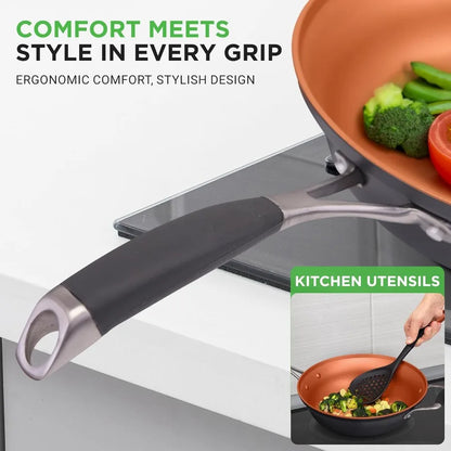 14Piece Nonstick Kitchen Cookware Set for Home Cooking and Professional Use PFOA PFOSFree Copper and HardAnodized Construction