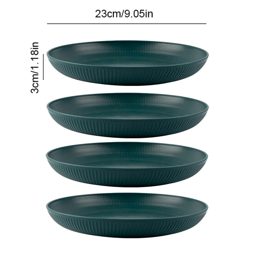 4/16Pcs Grey Straw Cutlery Set Dishes Bowls Disk Water Cup Tableware Plastic Unbreakable Polypropylene Kitchen Dinnerware