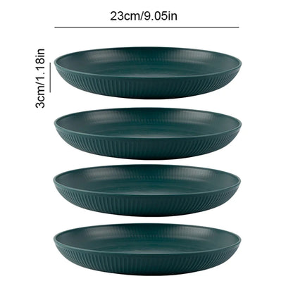 4/16Pcs Grey Straw Cutlery Set Dishes Bowls Disk Water Cup Tableware Plastic Unbreakable Polypropylene Kitchen Dinnerware