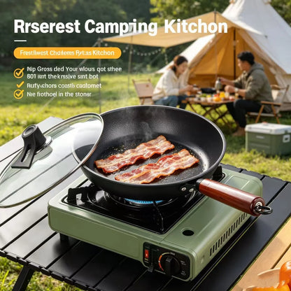 28cm Non-Stick Frying Pan with Lid, Premium Steak Skillet, Multipurpose Egg & Pancake Pan, Compatible with Induction and Gas Stoves