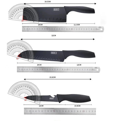PLYS Sharp Black Steel Kitchen Knife Set Stainless Steel Fruit Knife Household Knife Multifunctional Chef Knife
