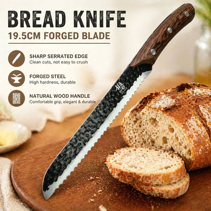 Premium 7Pcs Chef Knife Set Forged Kitchen Knives Wenge Wood Handle High Carbon Stainless Steel Full Tang ForHome Cooking&BBQ