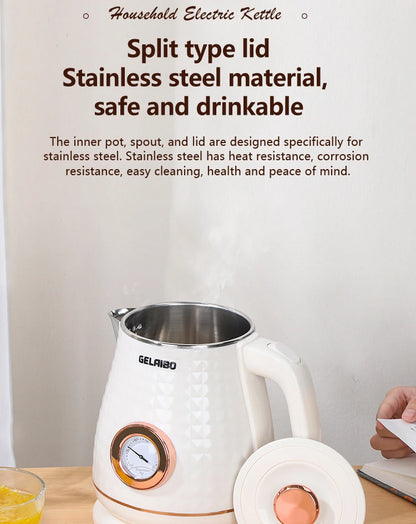 GELAIBO electric kettle mechanical thermometer shows the temperature, high-quality temperature control, European-style fashion s