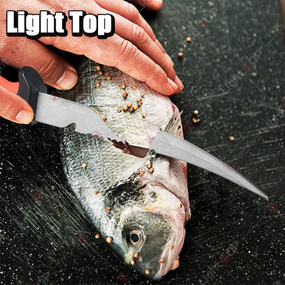 Stainless Steel Fish Filleting Knife Meat Cutting Fish Killing Knives Multifunctional Fruit Knife Sharp Butcher Knife with Cover