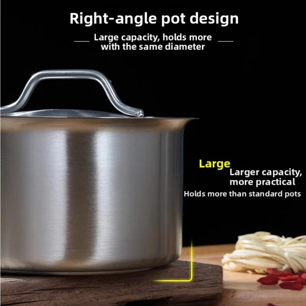 Stainless Steel Milk Pot 16 18 20 22 24cm with Lid Sauce Pan for Gas Electric Induction Stove Boiling Simmering Use