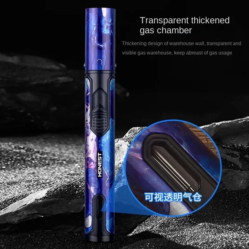 HONEST Metal Windproof Inflatable Lighter Pen Torch Jet Flame Butane Lighter Kitchen Barbecue Candle Camping Men's Small Tool