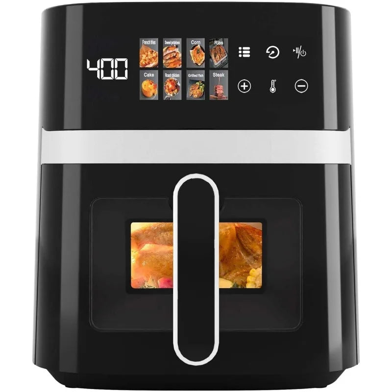 This 5-Quart Air Fryer Is an 8-In-1 Electric Hot Air Oven Equipped with an LED Touchscreen, Ensuring Even Heating of Food with a