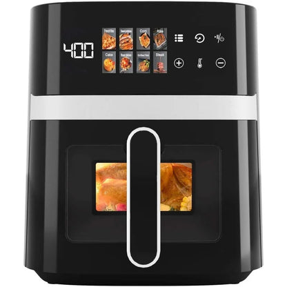 This 5-Quart Air Fryer Is an 8-In-1 Electric Hot Air Oven Equipped with an LED Touchscreen, Ensuring Even Heating of Food with a