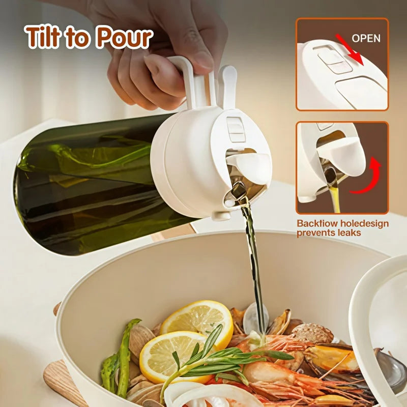 Oil Spray 470ml-2-in-1 Kitchen Oil Spray, Air Fryer, Salad, Vinegar and Kitchen Accessories Dispenser-Black