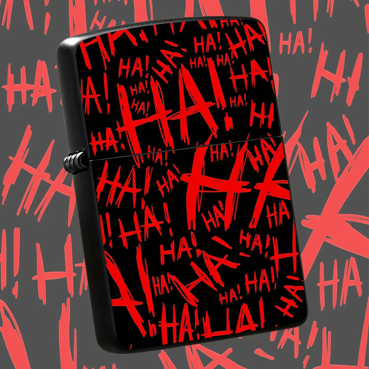 Stylish Fun Red Black Crazy Laugh Graffiti Lighter, Unique Edgy Ha Print Portable Igniter, Versatile For Daily Party Camping Outdoor Activities, Novelty Creative Decorative Lightweight Accessory, Ideal As Thoughtful Gif A Hum