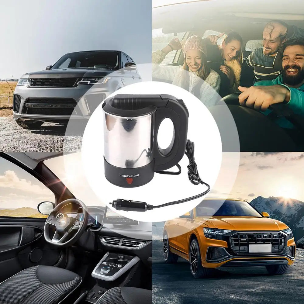 Car Water Boiler 500ml 12V/24V Electric Kettle For Truck Truck Stainless Steel Car Coffee Mug Heated Water Cup Pot Bottle