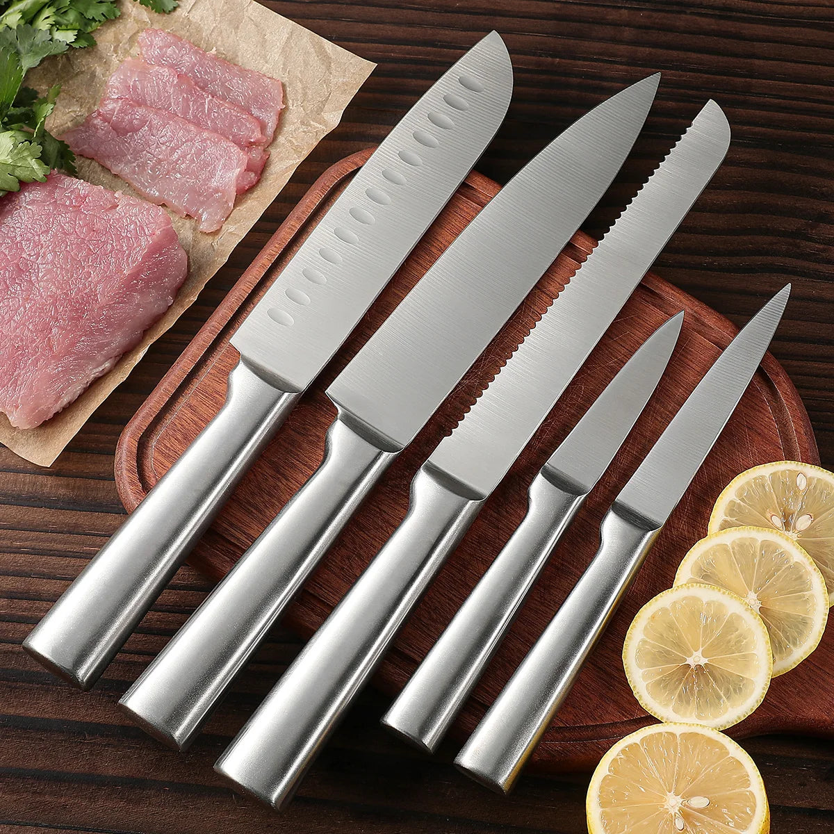 5 piece knife set, Seiko hollow handle stainless steel kitchen Chef's knife, home ladies' chopping/carving/slicing/paring knife
