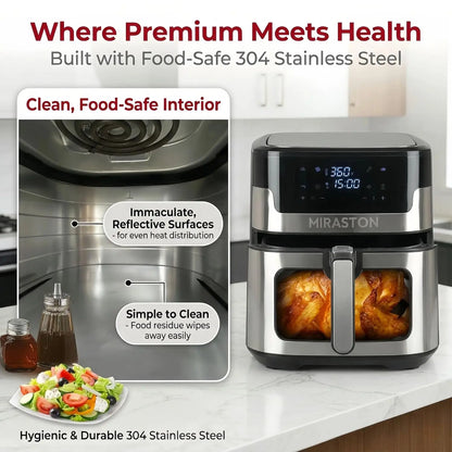 8.5QT Family Size Air Fryer, Digital Touchscreen with 8 Presets, BPA-Free, Dishwasher Safe, Stainless Steel