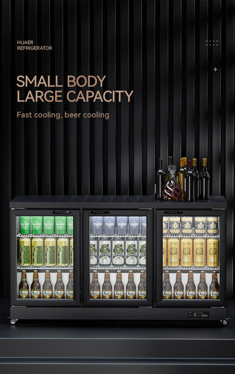 2 Doors Fridge Glass Beverage Display Fridge Party Ice Drink Back bar Bottle Built in Wine Cooler Under Counter