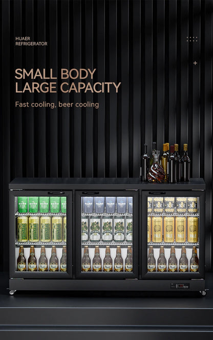 2 Doors Fridge Glass Beverage Display Fridge Party Ice Drink Back bar Bottle Built in Wine Cooler Under Counter