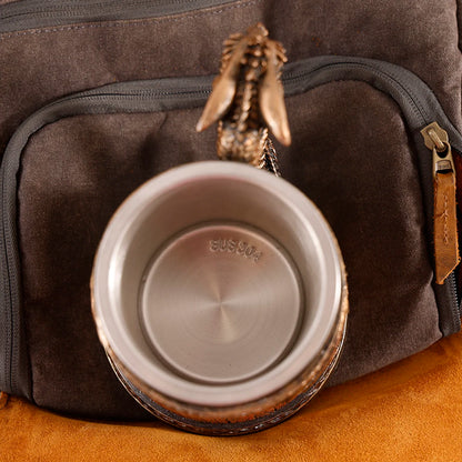 2026 Medieval Large Dragon Barrel Beer Tankard 304 Stainless Steel Inner Tea Coffee Mug Stein Cup 500 ml