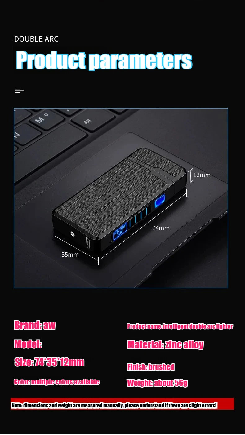 Plasma Dual ARC Touch Sensitive Lighter USB Rechargeable Windproof Flameless Lighter Gift for Men