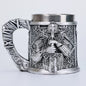 Valhalla Viking Stainless Steel Nordic Viking Barrel Dragon Boat Warrior Horn Skull Beer Mug Tankard Stein Cup 400 ML