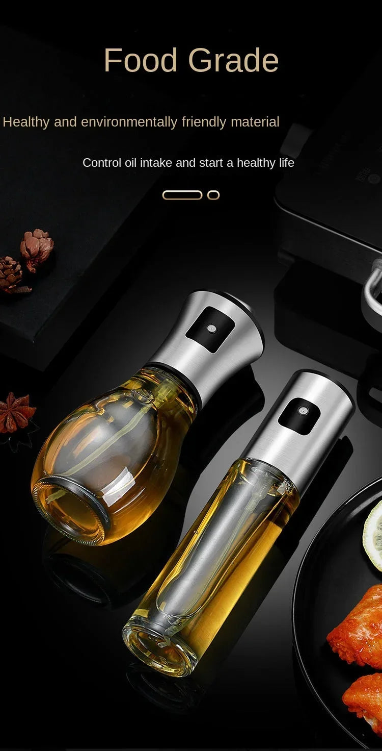 Kitchen Oil Sprayer for Cooking,6.8oz/200ml Olive Oil or Vinegar, Trigger Design,Stainless Steel Vinegar Glass Spray Bottle