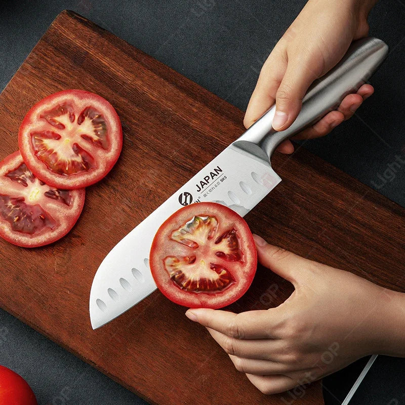 WXCOO All Steel Kitchen Knife Set Bread Cutting Professional 7inch Santoku Meat Cleaver Boning Knife Kitchen Accessories