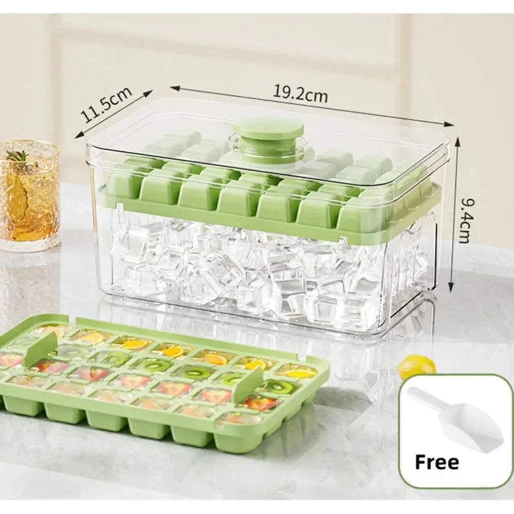 28/56 Grids Ice Cube Mold Press Ice Tray Bucket Multifunctional Ice Maker with One-touch To Release Portable Ice Box Ice Cube Tr
