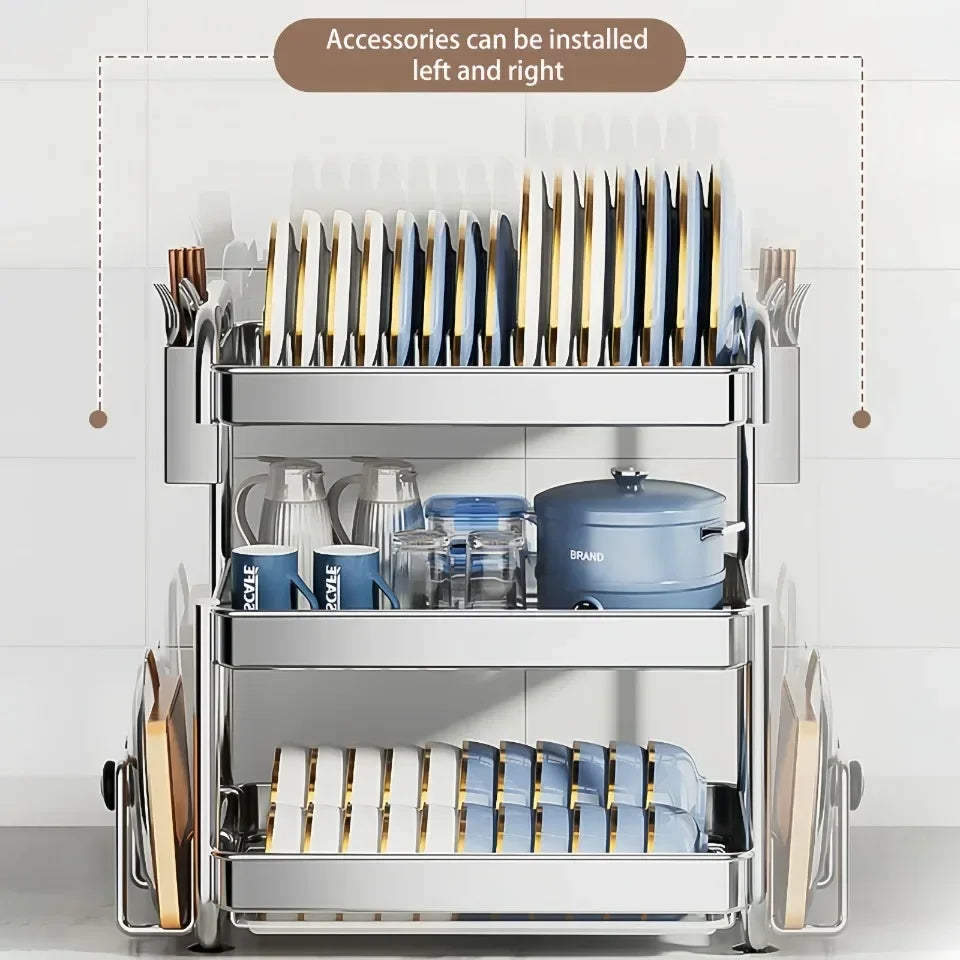 New C Type Dish Drying Rack 304 Stainless Steel Rustproof Kitchen Organizer Rack Bowl Drain Rack Kitchen Storage Shelf