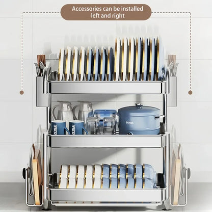 New C Type Dish Drying Rack 304 Stainless Steel Rustproof Kitchen Organizer Rack Bowl Drain Rack Kitchen Storage Shelf