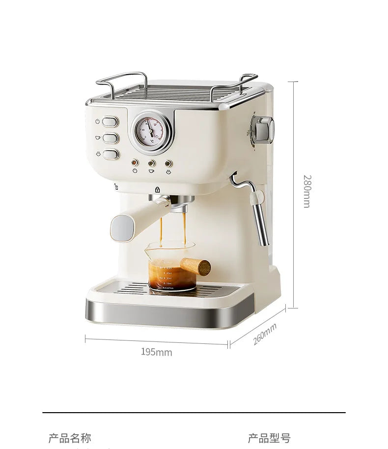 Italian Semi-Automatic Coffee Machine High-Pressure Home Office Use with Concentrated Steam Milk Frother