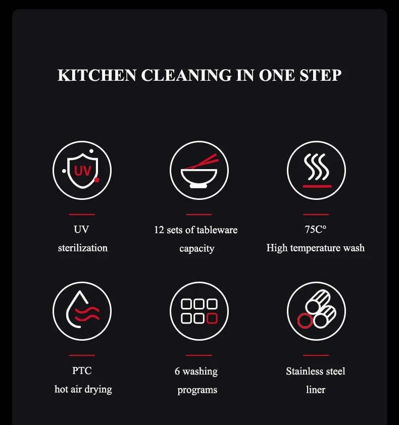 Kitchen Built in Dishwasher Machine Automatic Drawer Smart Dish Washer Dishwashers  for Home