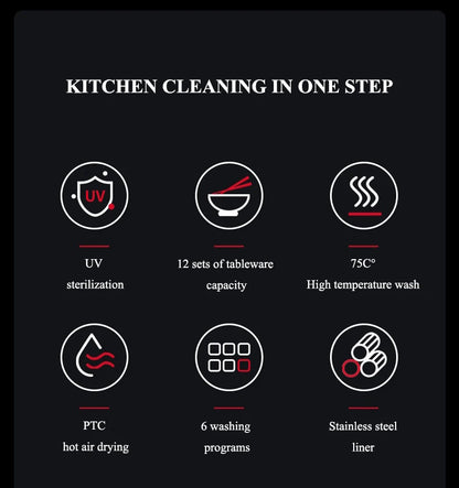 Kitchen Built in Dishwasher Machine Automatic Drawer Smart Dish Washer Dishwashers  for Home