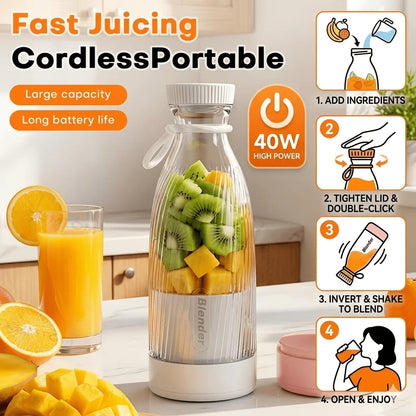2-In-1 Portable Blender And Juicer, USB Rechargeable, Suitable For Making Smoothies, Milkshakes And Iced Drinks, 500ml Capacity. This Multifunctional Juicer Is An Ideal Gift For Valentine's Day And Thanksgiving.