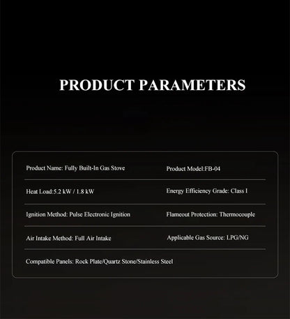 Premium Built-in NG Gas Cooktop 4-Burner 5.2KW Copper Flame Failure Protection Panel-Ready for Custom Kitchen
