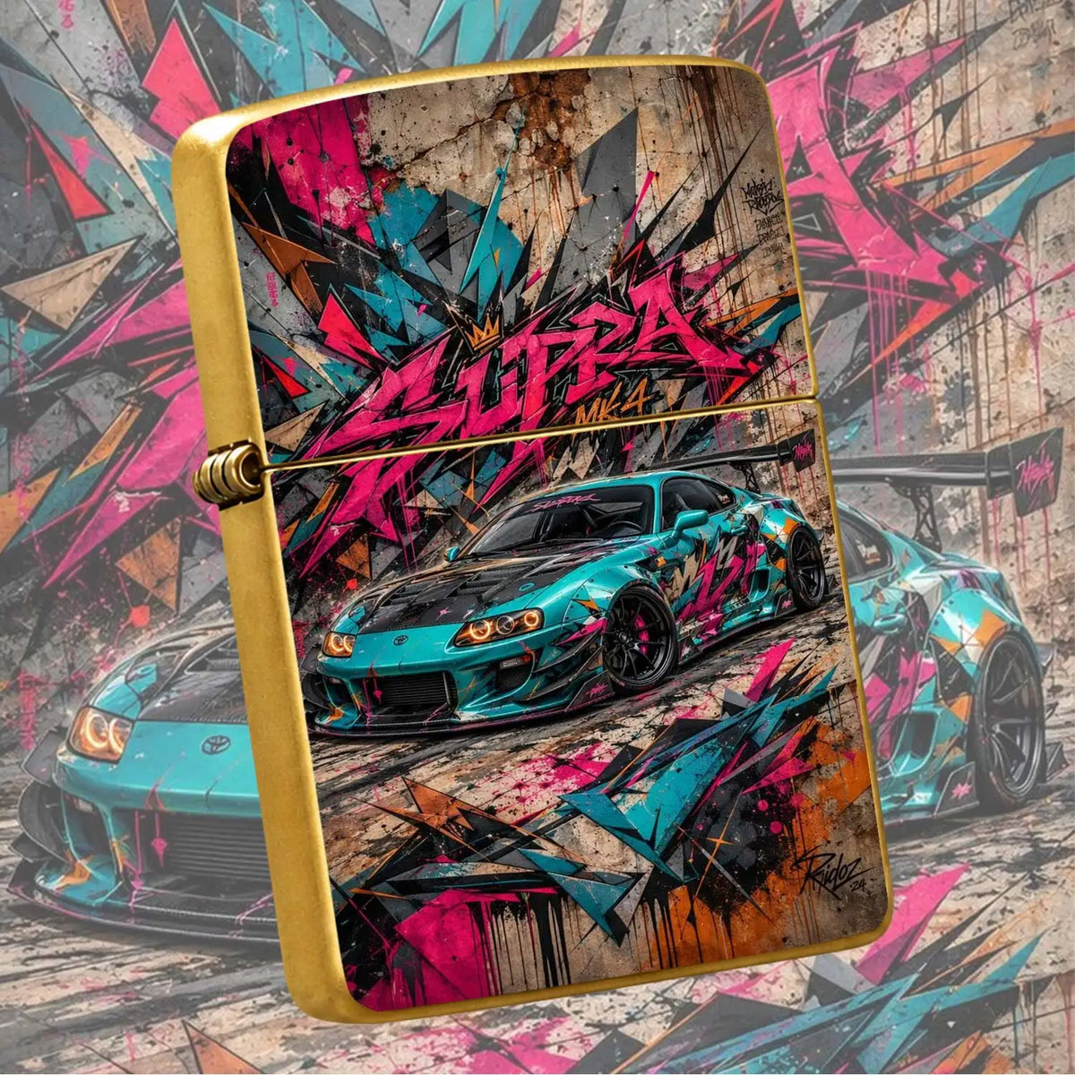 Trendy Graffiti Style Mk4 Themed Portable Lighter, Unique Street Art Coating Fashion Accessory, Ideal For Daily Carrying To Light Scented Candles, Outdoor Bonfires, Birthday Parties, Creative Practical Gift For Car Enthusiast