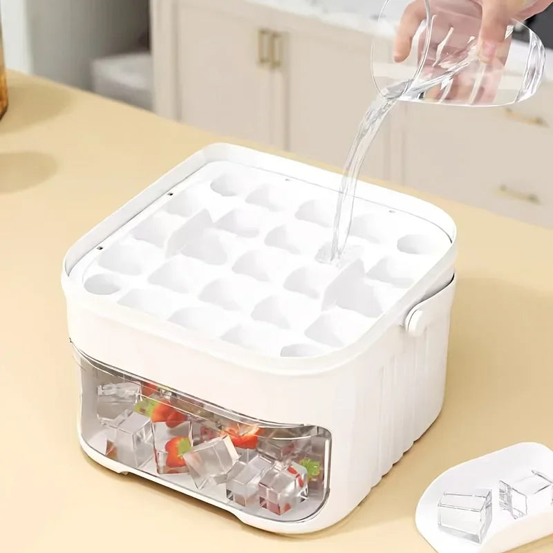 2-Layer Ice Cube Tray with Lid, Large Capacity & Space-Saving, Perfect for Small Freezers. Easy Make & Store.