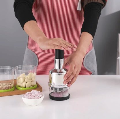Hot Kitchen Magic Onion Chopper Vegetable and Fruit Salad Onion and Garlic Food Stainless Steel Handheld Chopper Slicer Peeler Vegetable Cutter Vertical Manual Chopper