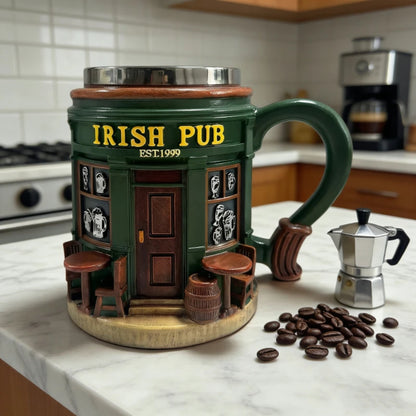 Novelty Irish Pub Design Coffee Mug Vintage Bar Style Cup for Daily & Gift Use