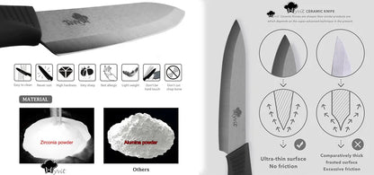 Ceramic Knives Set Kitchen knives 3 4 5 6 inch Chef knife +peeler with holder white zirconia blade Multi-color Handle