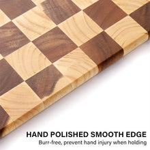 1 Pc End Grain Cutting Board Heavy Duty Rubber Wood Chopping Board Flippable Serving Board For Meat Bread Fruits Vegetable JT549