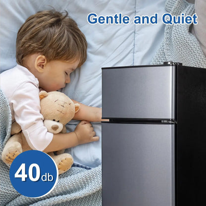 Mini Fridge with Freezer, 2.9 Cu.Ft Small Fridge, Energy Saving, Low Noise,7 Adjustable Thermostat, Double Door  Refrigerator