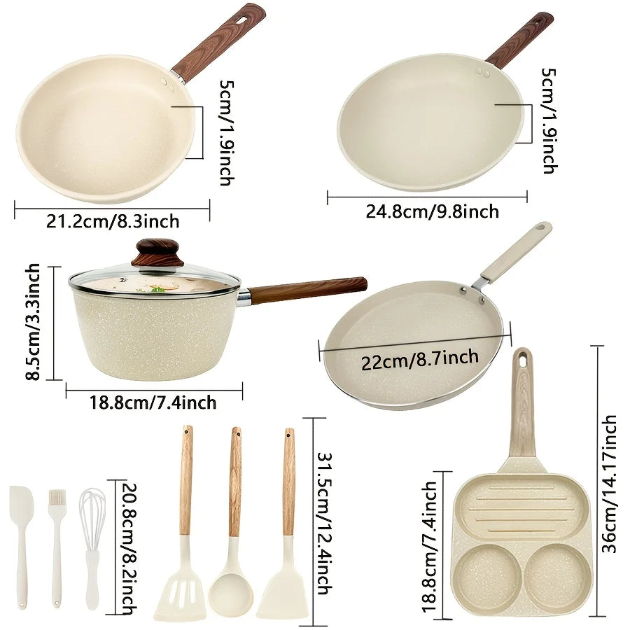 15/12/7pcs POTS And Pans Set, Non-stick Cookware Set, Induction Cookware Non-stick Cooking Set, Including Frying Pan, Pan, Steam