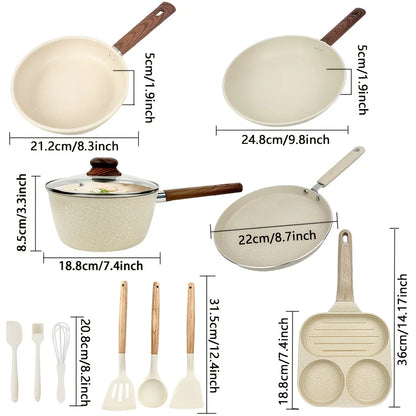 15/12/7pcs POTS And Pans Set, Non-stick Cookware Set, Induction Cookware Non-stick Cooking Set, Including Frying Pan, Pan, Steam