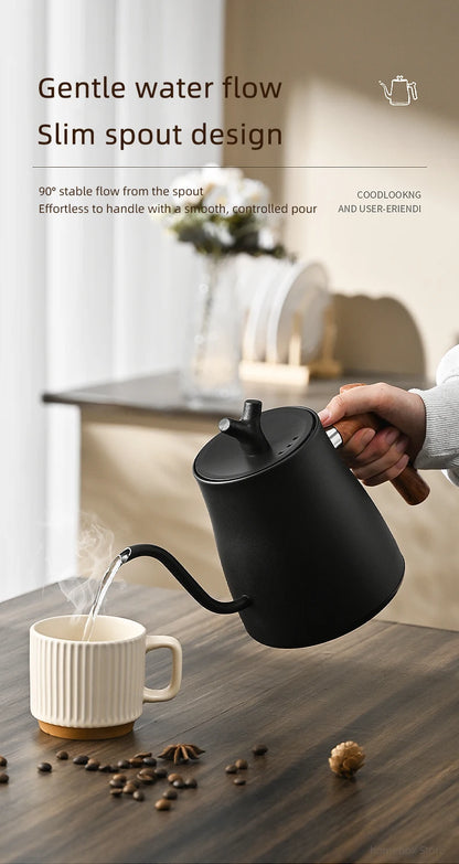1L 1000W Gooseneck Electric Kettle Smart Teapot with Temperature Control for Precision Hand Brew Coffee Pouring Pot