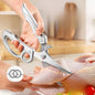 1pc Heavy-Duty Kitchen Shears with Spring-Loaded Ejector & Non-Slip Ergonomic Handle for Chicken Bones, Fish Spines, Hard Shells