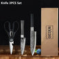 WXCOO Stainless Steel Durable Chef Knife Set Meat Cleaver Fruit Slicing Handmade Forged Kitchen Knife Butcher Knife Scissor